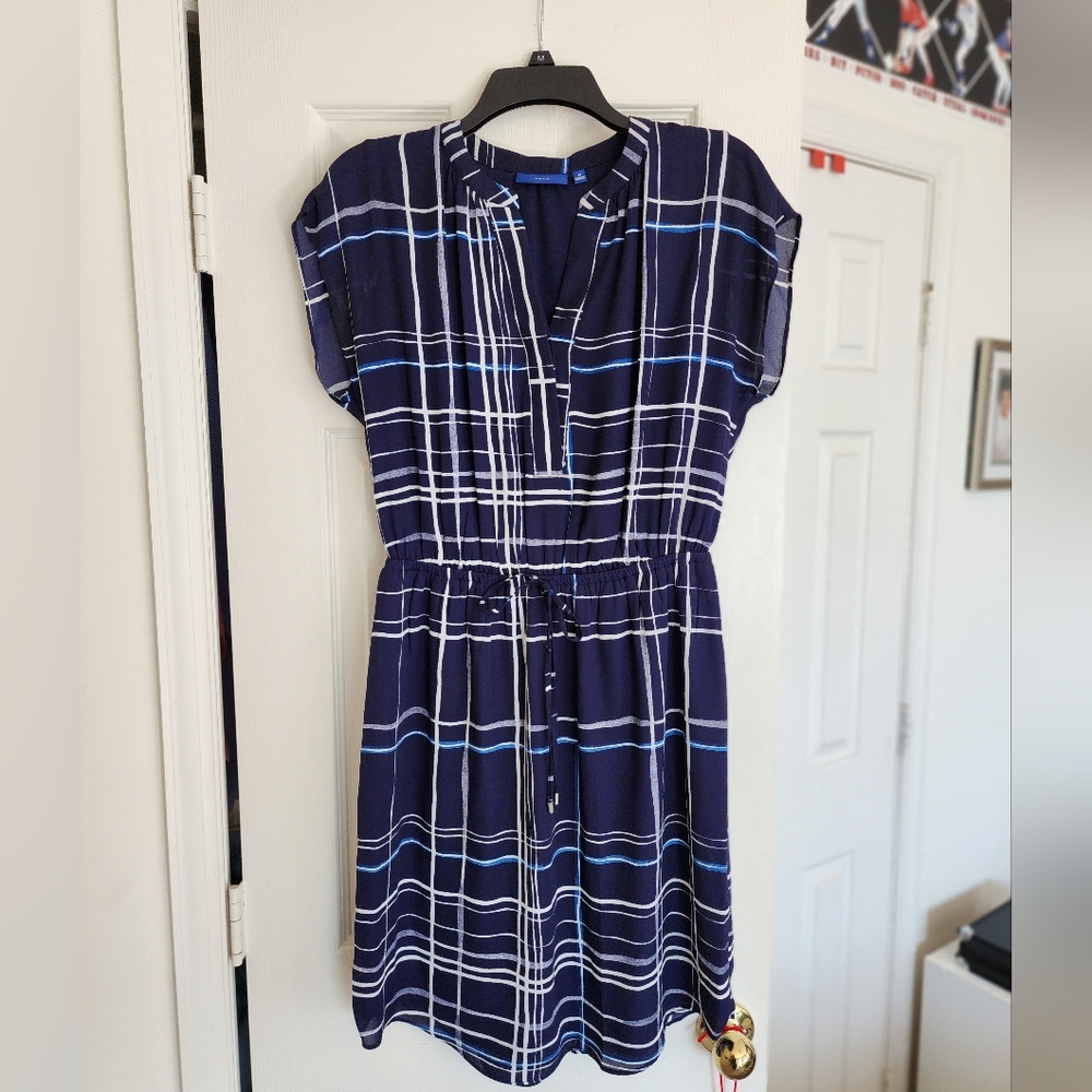 Apt. 9 Navy and White Plaid Midi Dress
